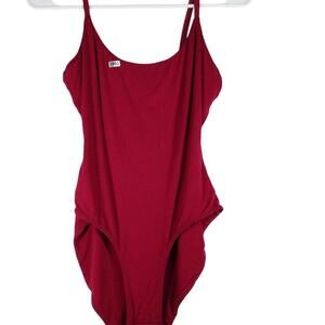 NWOT Sample Andie Women's Red Knit Bodysuit Size Medium Soft Jersey